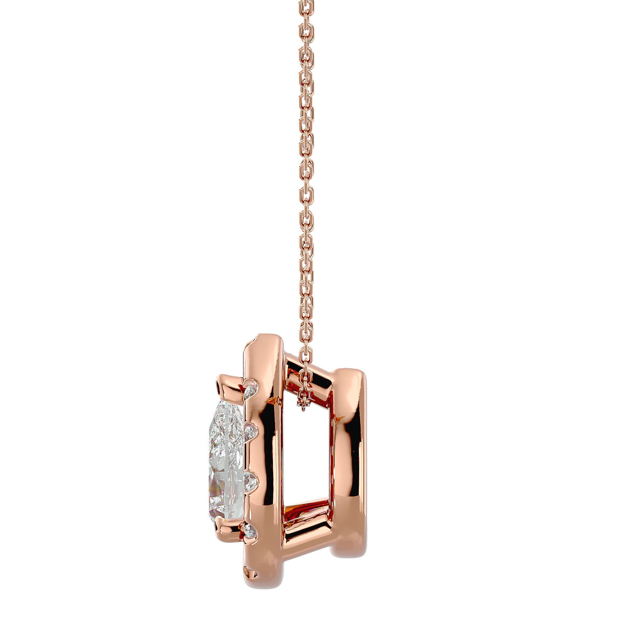 Lanț din Aur 14k cu Pandantiv Diamante Create în Laborator Pară Fațetată de 0.79 ct din 14K Aur Alb - Castelo.ro
