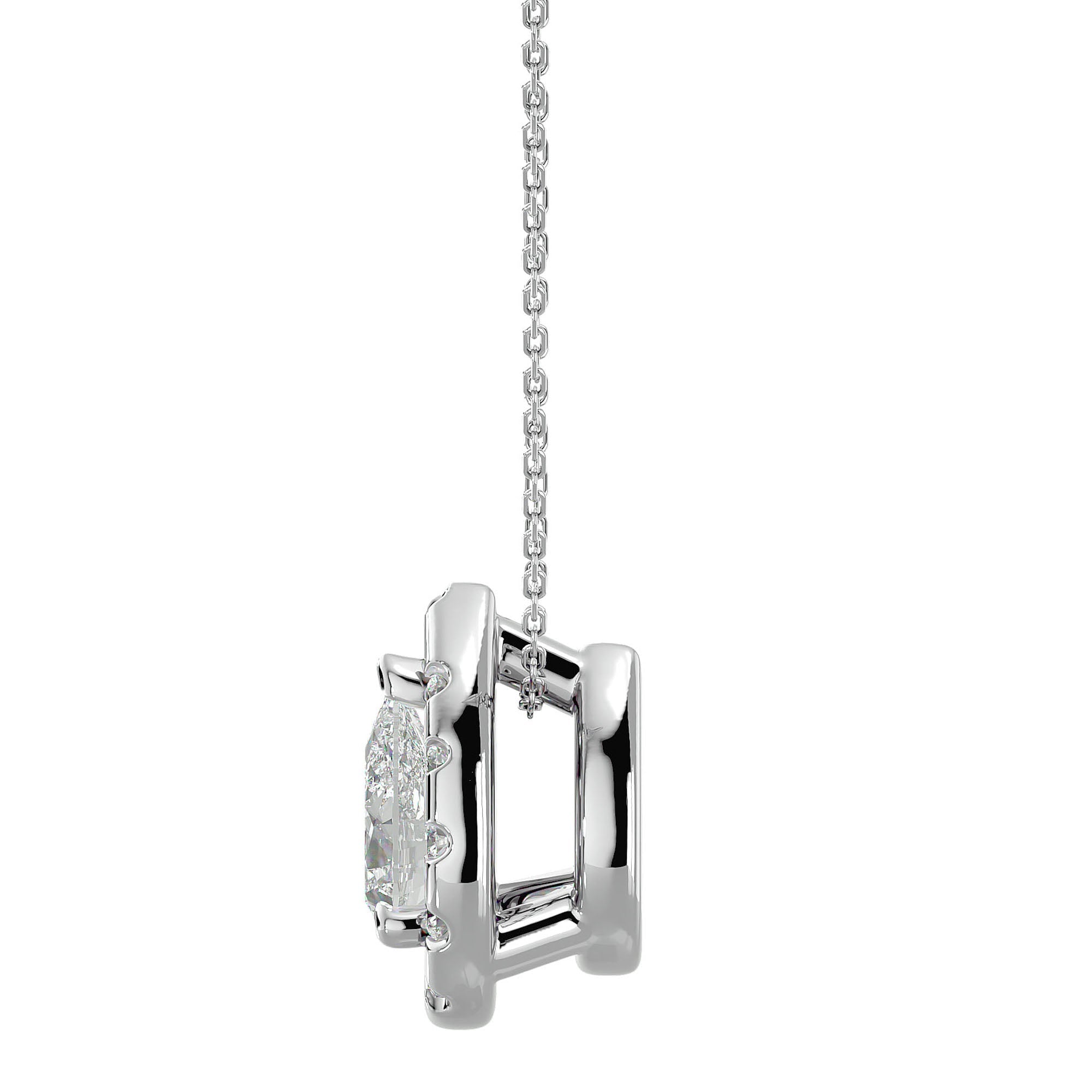 Lanț din Aur 14k cu Pandantiv Diamante Create în Laborator Pară Fațetată de 0.79 ct din 14K Aur Alb - Castelo.ro