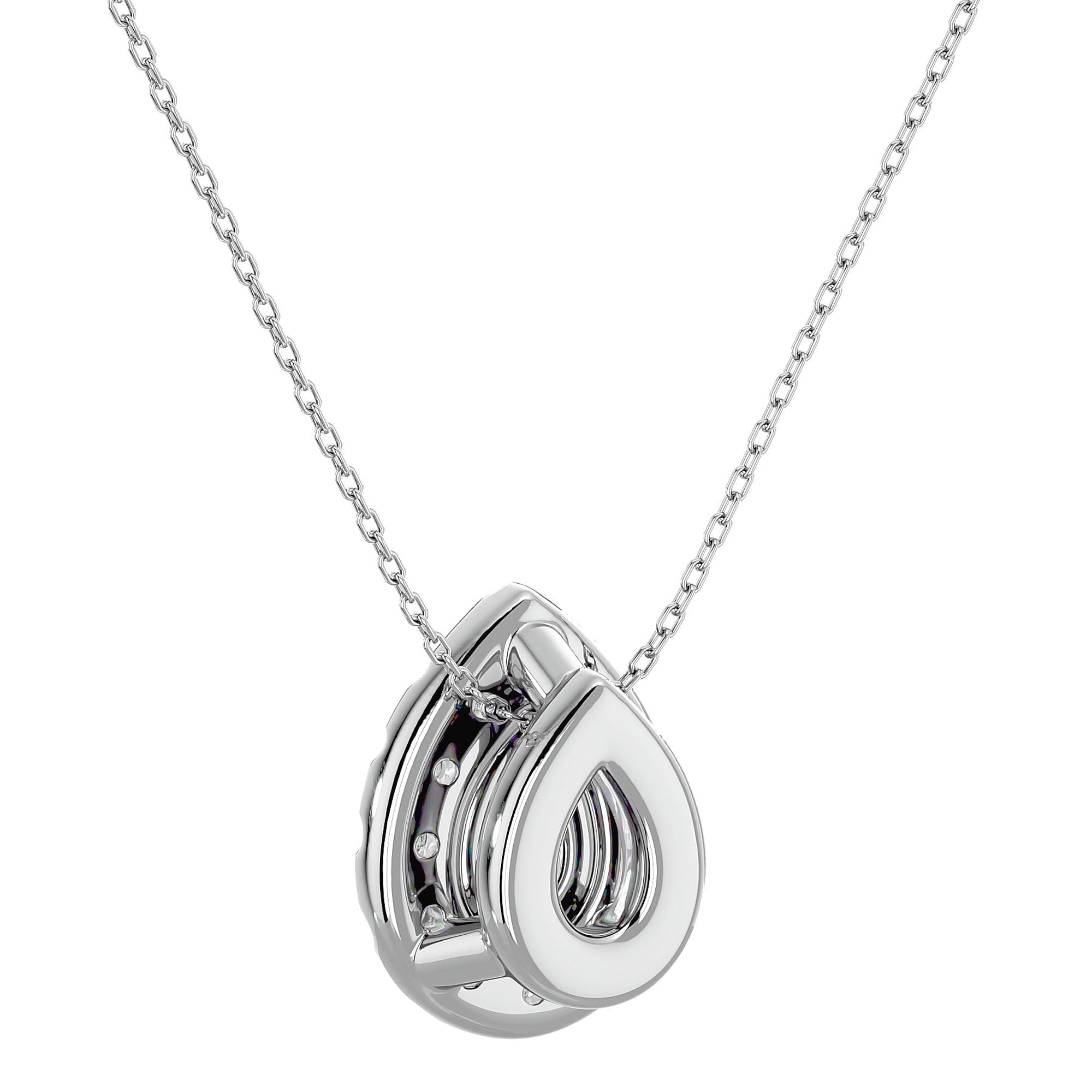 Lanț din Aur 14k cu Pandantiv Diamante Create în Laborator Pară Fațetată de 0.79 ct din 14K Aur Alb - Castelo.ro