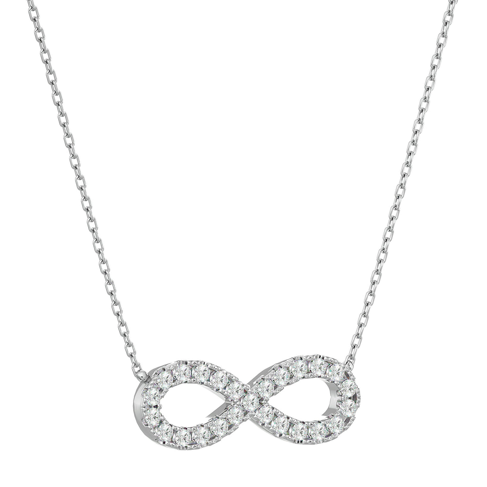 Lanț din Aur 14k cu Pandantiv Infinit Eternitate cu Diamante Naturale de 0.39 ct din 14K Aur Alb - Castelo.ro