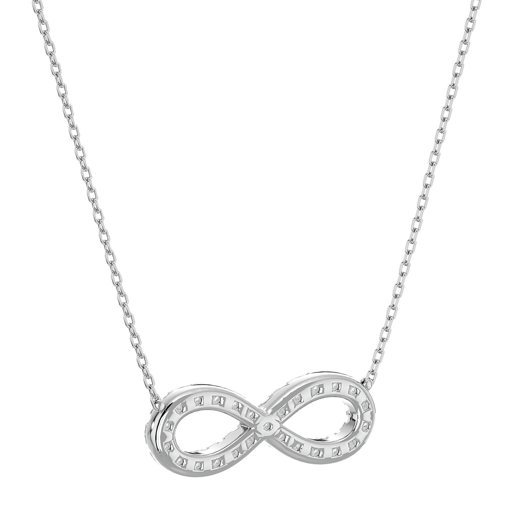 Lanț cu Pandantiv Infinit Eternitate din Aur 14k cu Diamante Create în Laborator de 0.39 ct din 14K Aur Alb - Castelo.ro