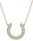 Lanț cu Pandantiv Lucky Horseshoe cu Moissanite de 0.26 ct din 18K Aur Galben - Castelo.ro