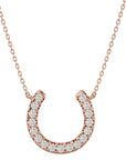 Lanț cu Pandantiv Lucky Horseshoe cu Moissanite de 0.26 ct din 18K Aur Roz - Castelo.ro