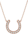 Lanț cu Pandantiv Lucky Horseshoe cu Moissanite de 0.26 ct din 18K Aur Roz - Castelo.ro