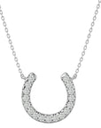 Lanț cu Pandantiv Lucky Horseshoe din Aur 14k cu Diamante Create în Laborator de 0.26 ct din 14K Aur Alb - Castelo.ro