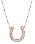 Lanț cu Pandantiv Lucky Horseshoe cu Diamante Create în Laborator de 0.26 ct din 18K Aur Roz - Castelo.ro