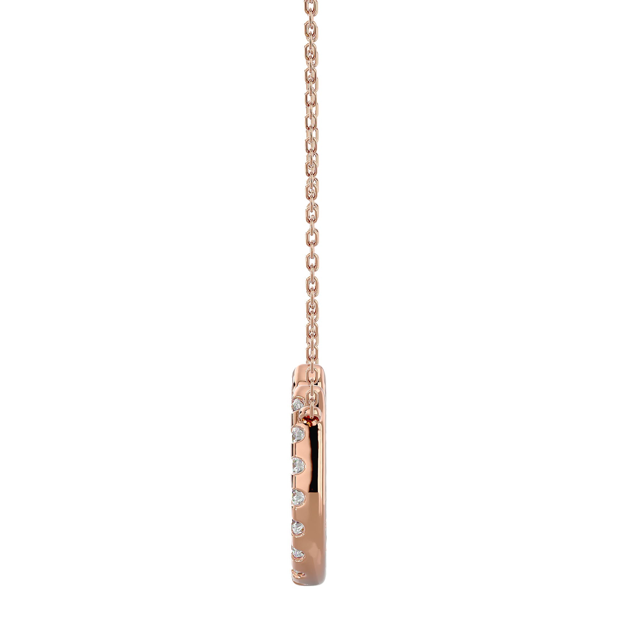 Lanț cu Pandantiv Lucky Horseshoe cu Diamante Naturale de 0.26 ct din 18K Aur Roz - Castelo.ro