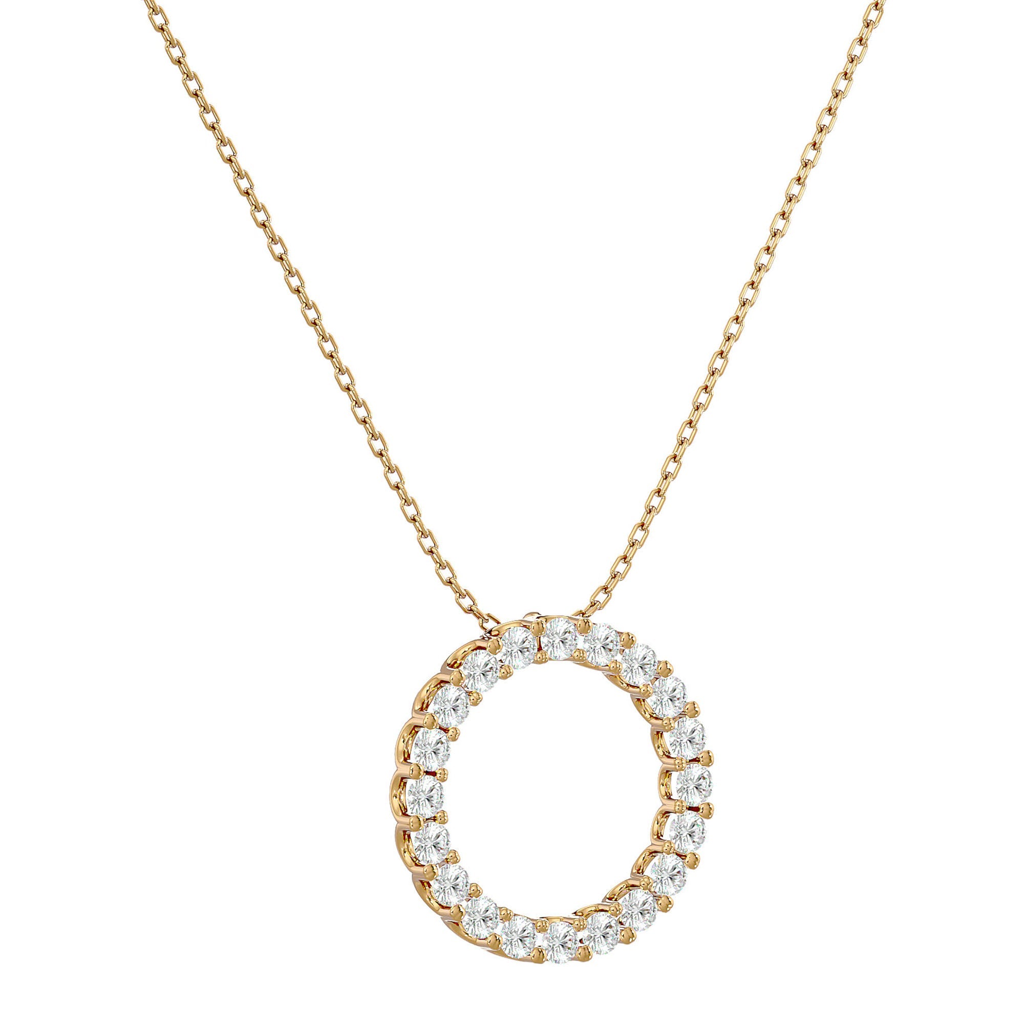 Lanț din Aur 14k cu Pandantiv Cercul Vieții Eternitate cu Diamante Naturale de 1.64 ct din 14K Aur Galben - Castelo.ro