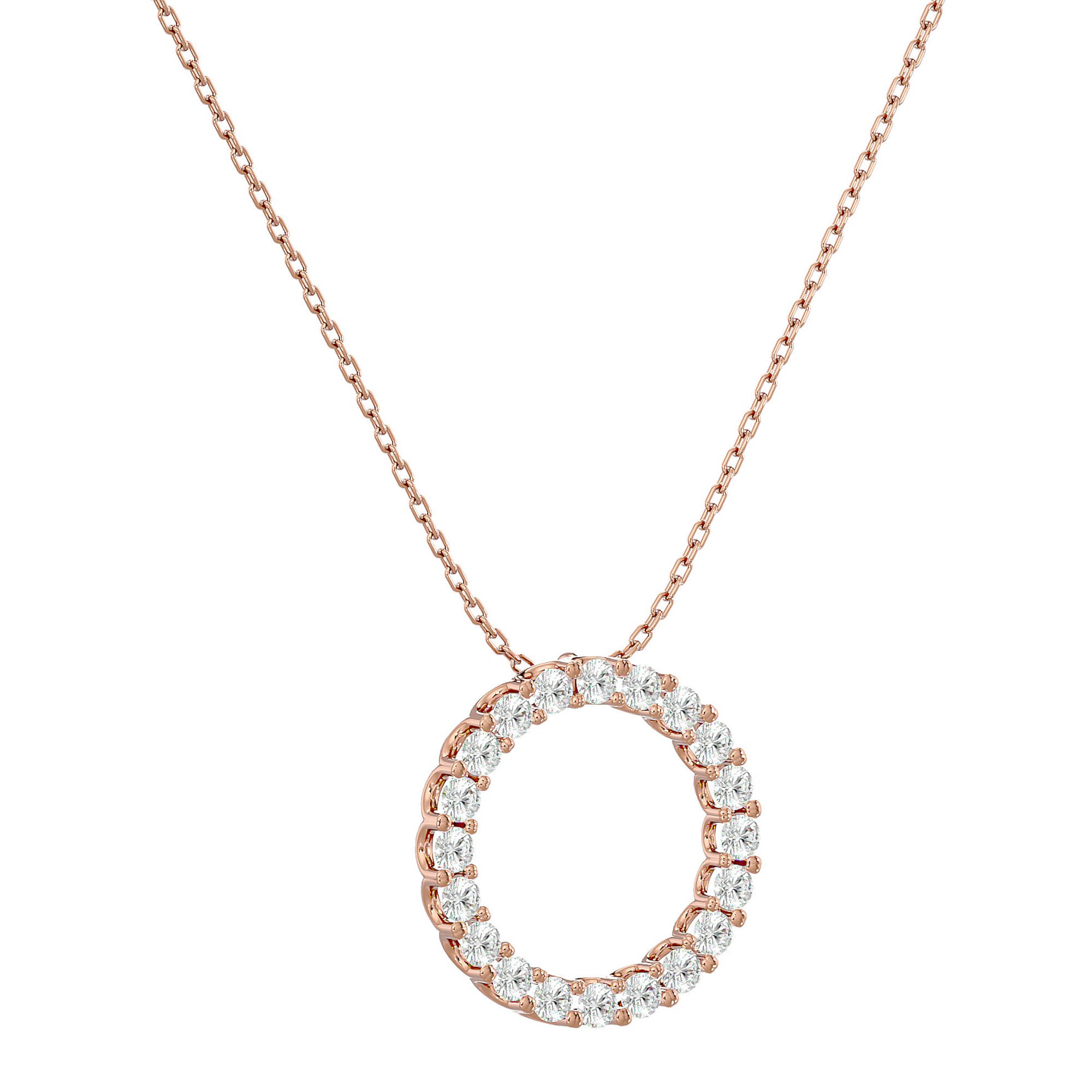 Lanț cu Pandantiv Cercul Vieții Eternitate cu Moissanite de 1.64 ct din 18K Aur Roz - Castelo.ro