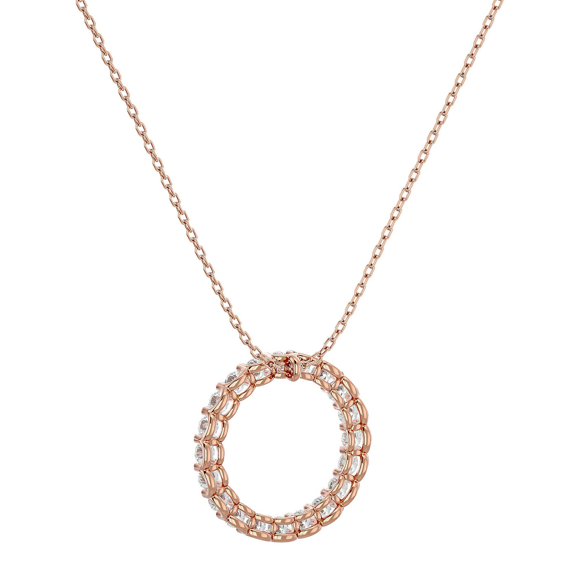 Lanț din Aur 14k cu Pandantiv Cercul Vieții Eternitate cu Diamante Naturale de 1.64 ct din 14K Aur Roz - Castelo.ro