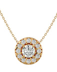 Lanț din Aur 14k cu Pandantiv Rotund Brilliant, Diamante Create în Laborator de 1.88 ct din 14K Aur Galben - Castelo.ro