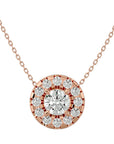 Lanț din Aur 14k cu Pandantiv Rotund Brilliant, Diamante Create în Laborator de 1.88 ct din 14K Aur Roz - Castelo.ro