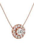 Lanț din Aur 14k cu Pandantiv Rotund Brilliant, Diamante Naturale de 1.88 ct din 14K Aur Roz - Castelo.ro