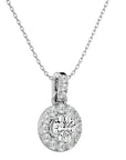 Lanț cu Pandantiv Rotund Brilliant Halo, Moissanite de 2.34 ct din - Castelo.ro