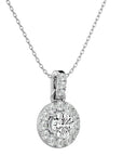 Lanț din Aur 14k cu Pandantiv Rotund Brilliant Halo, Diamante Naturale de 2.34 ct din 14K Aur Alb - Castelo.ro