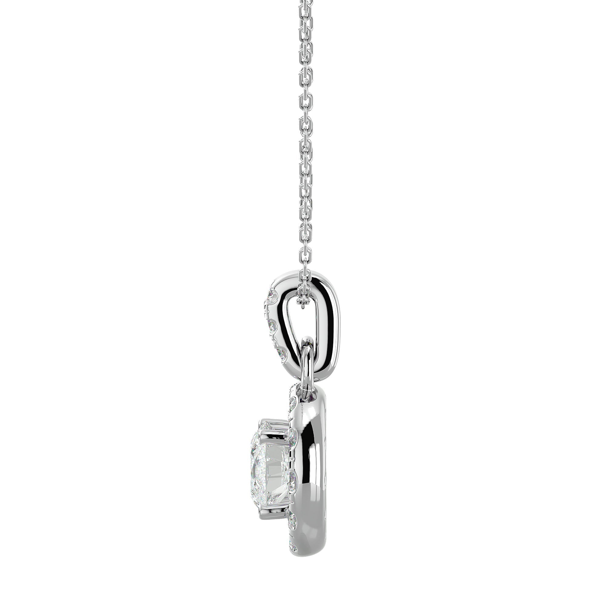 Lanț cu Pandantiv Rotund Brilliant Halo, Diamante Create în Laborator de 2.34 ct din - Castelo.ro
