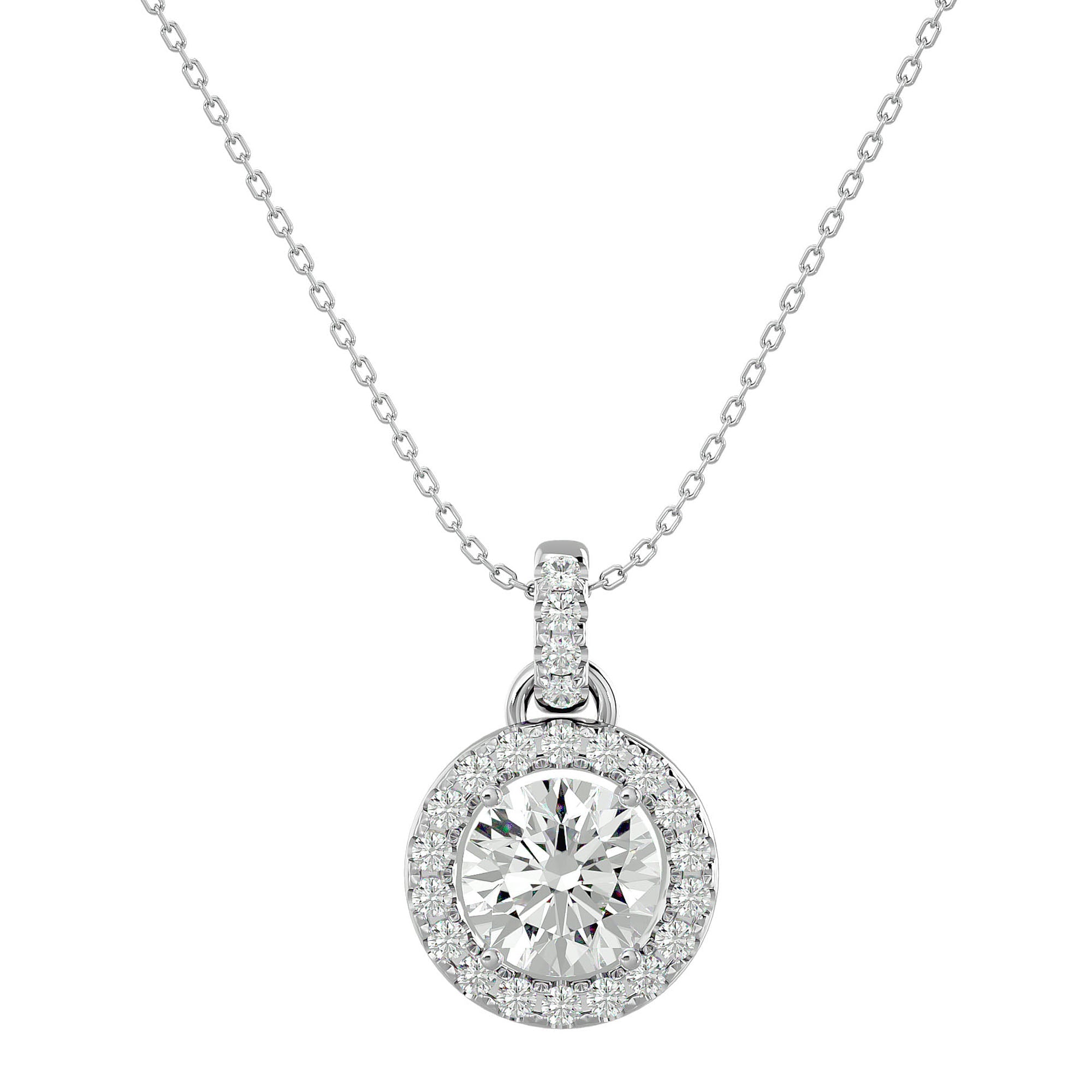 Lanț cu Pandantiv Rotund Brilliant cu Diamant Natural Halo de 1.51 ct din - Castelo.ro
