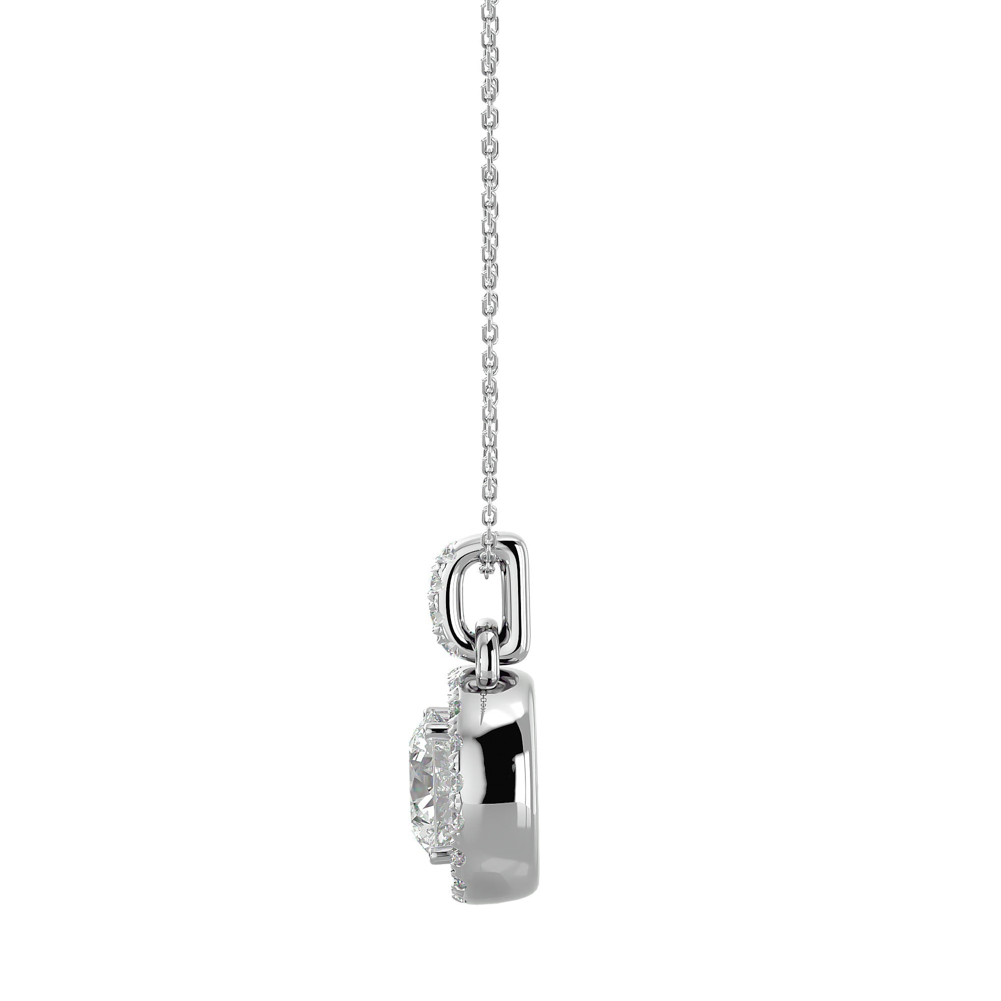 Lanț cu Pandantiv Rotund Brilliant cu Diamant Create în Laborator Halo de 1.51 ct din - Castelo.ro