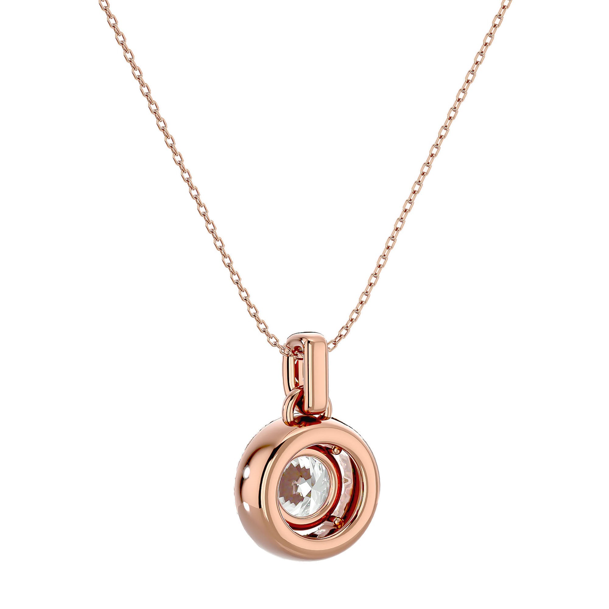 Lanț din Aur 14k cu Pandantiv Rotund Brilliant cu Diamant Create în Laborator Halo de 1.51 ct din 14k Aur Roz - Castelo.ro