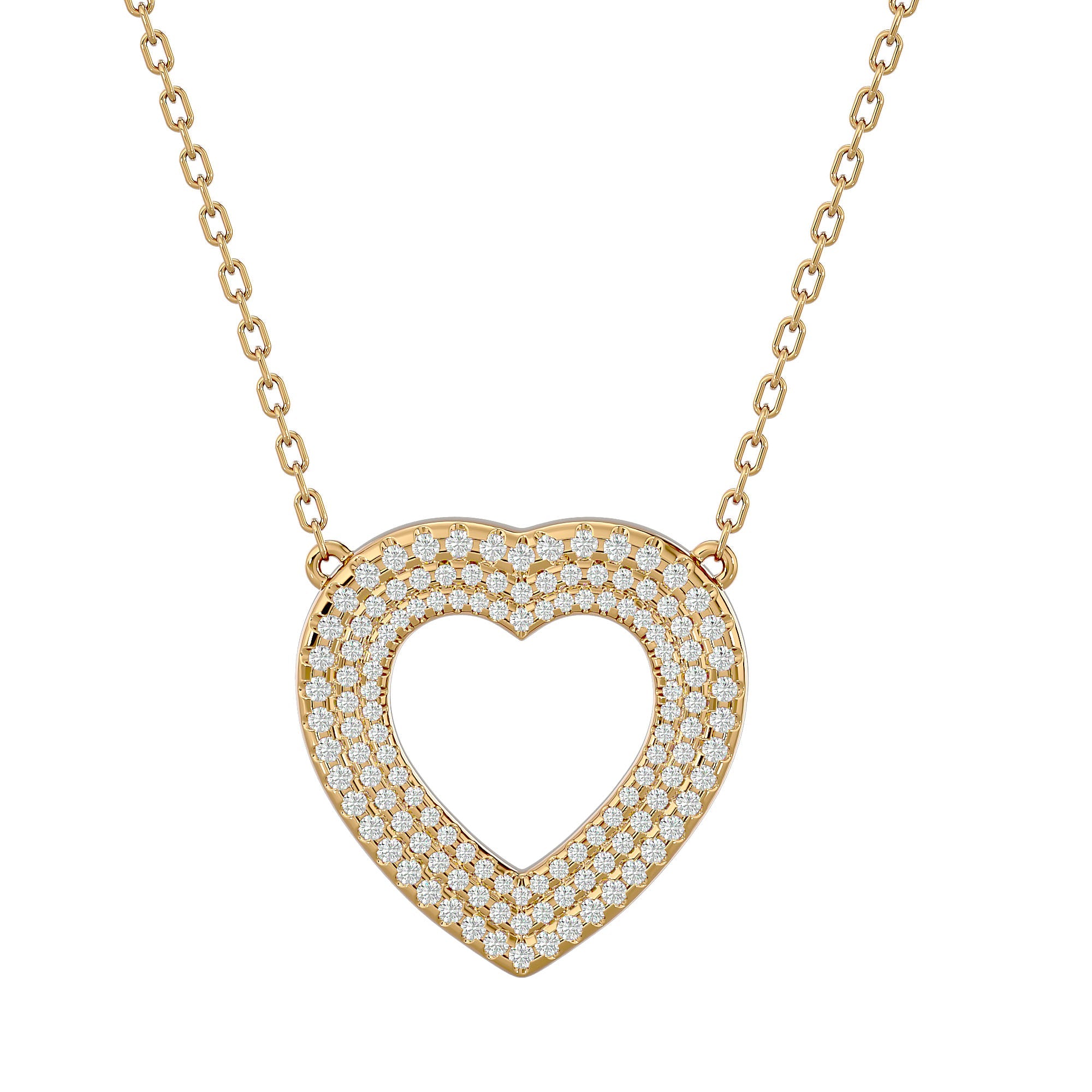 Lanț cu Pandantiv Inimă Royal, Diamante Naturale de 1.08 ct din 18K Aur Galben - Castelo.ro