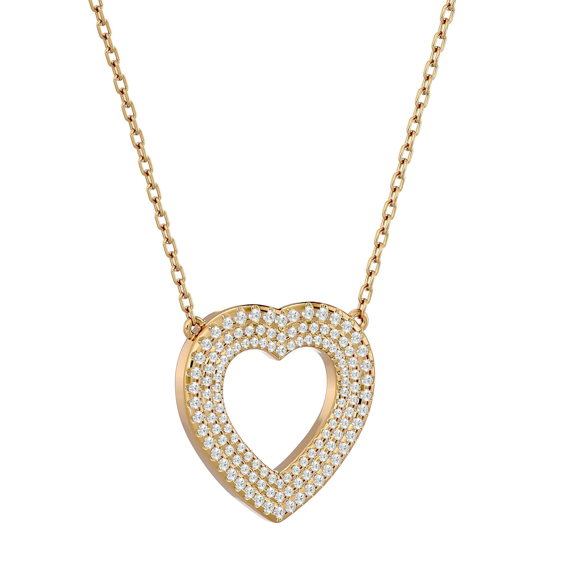 Lanț cu Pandantiv Inimă Royal, Diamante Naturale de 1.08 ct din 18K Aur Galben - Castelo.ro