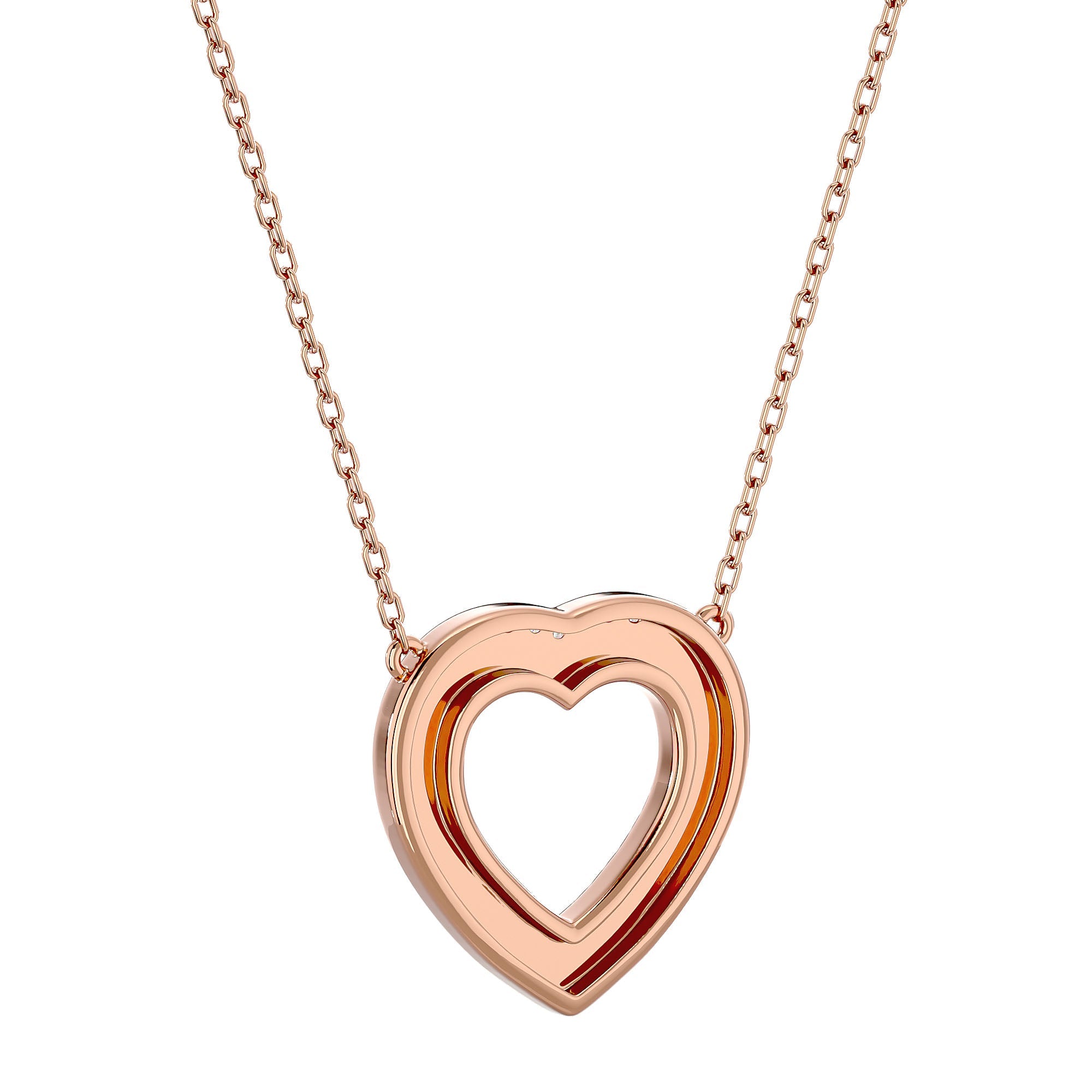 Lanț cu Pandantiv Inimă Royal, Diamante Naturale de 1.08 ct din 18K Aur Roz - Castelo.ro