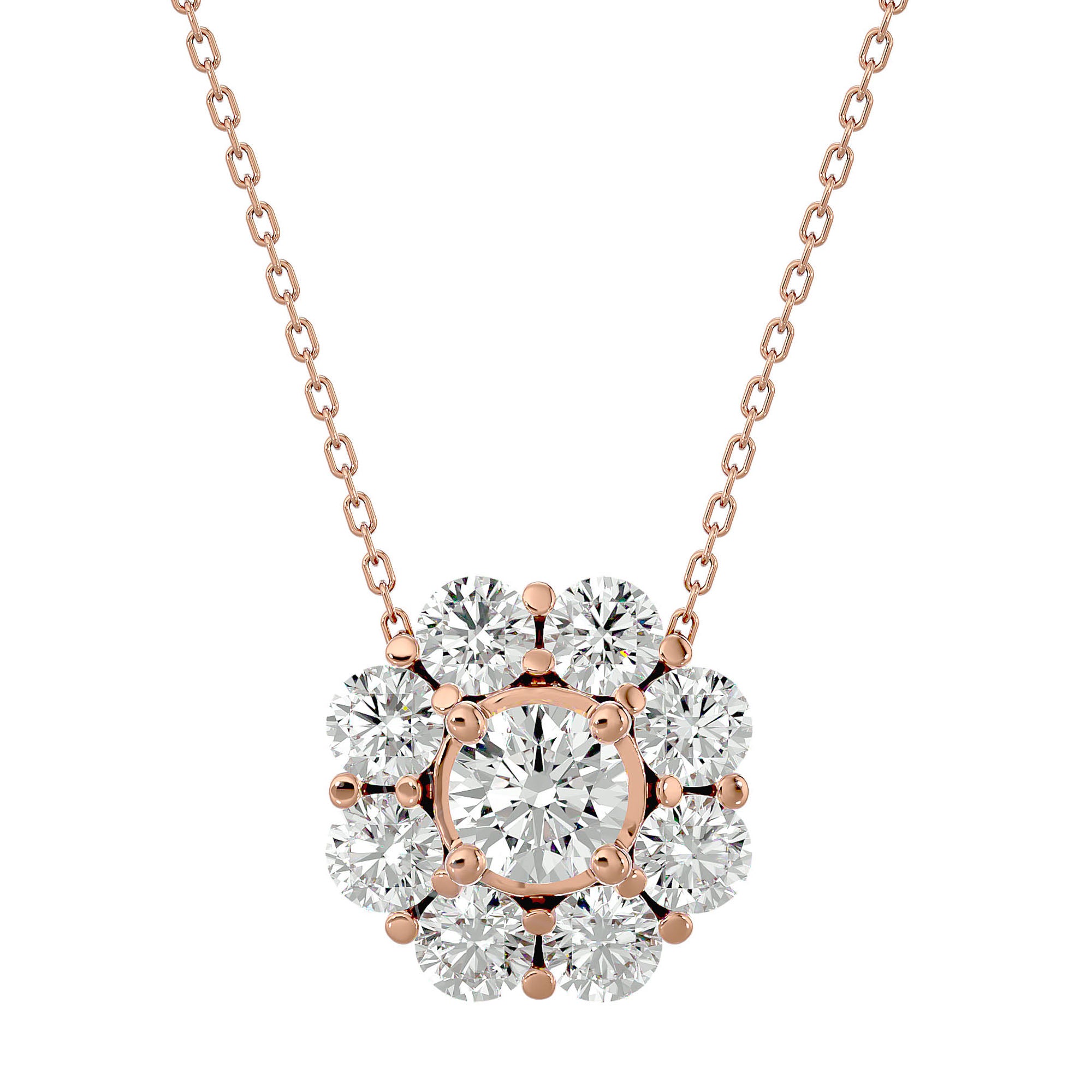 Lanț din Aur 14k cu Pandantiv Floare Eternă Moissanite de 0.93 ct din 14K Aur Roz - Castelo.ro