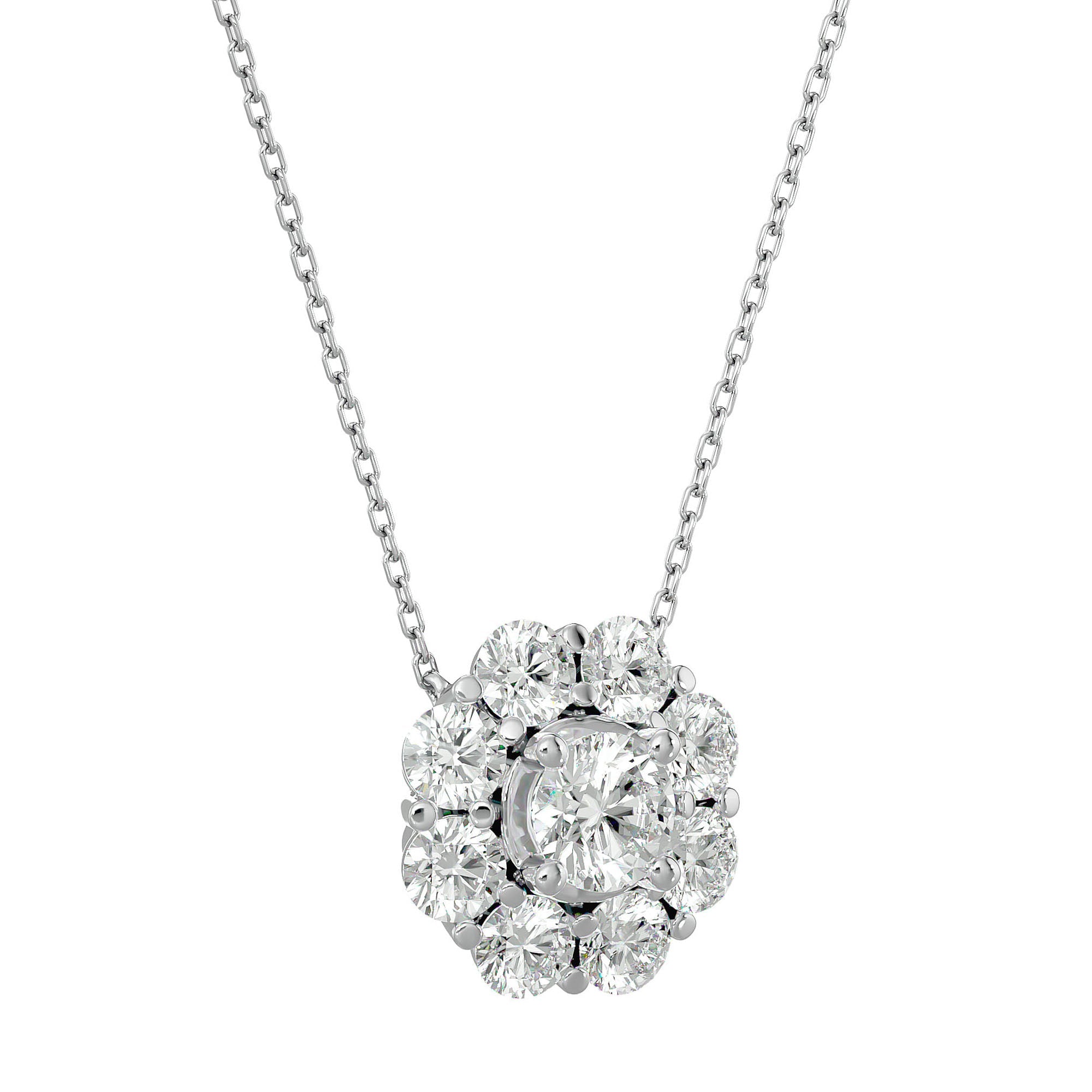 Lanț din Aur 14k cu Pandantiv Floare Eternă Diamante Naturale de 0.93 ct din 14K Aur Alb - Castelo.ro
