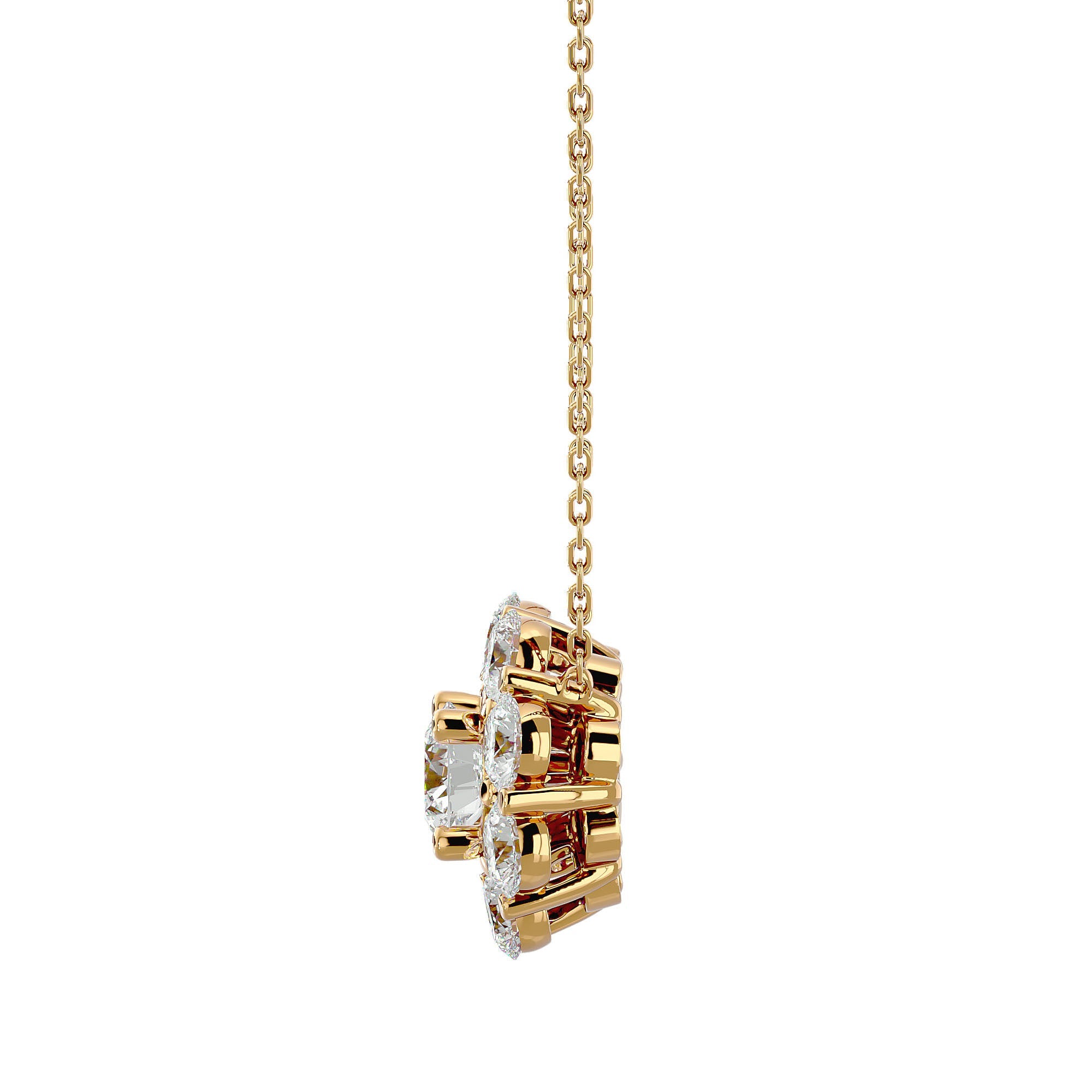 Lanț din Aur 14k cu Pandantiv Floare Eternă Diamante Create în Laborator de 0.93 ct din 14K Aur Galben - Castelo.ro
