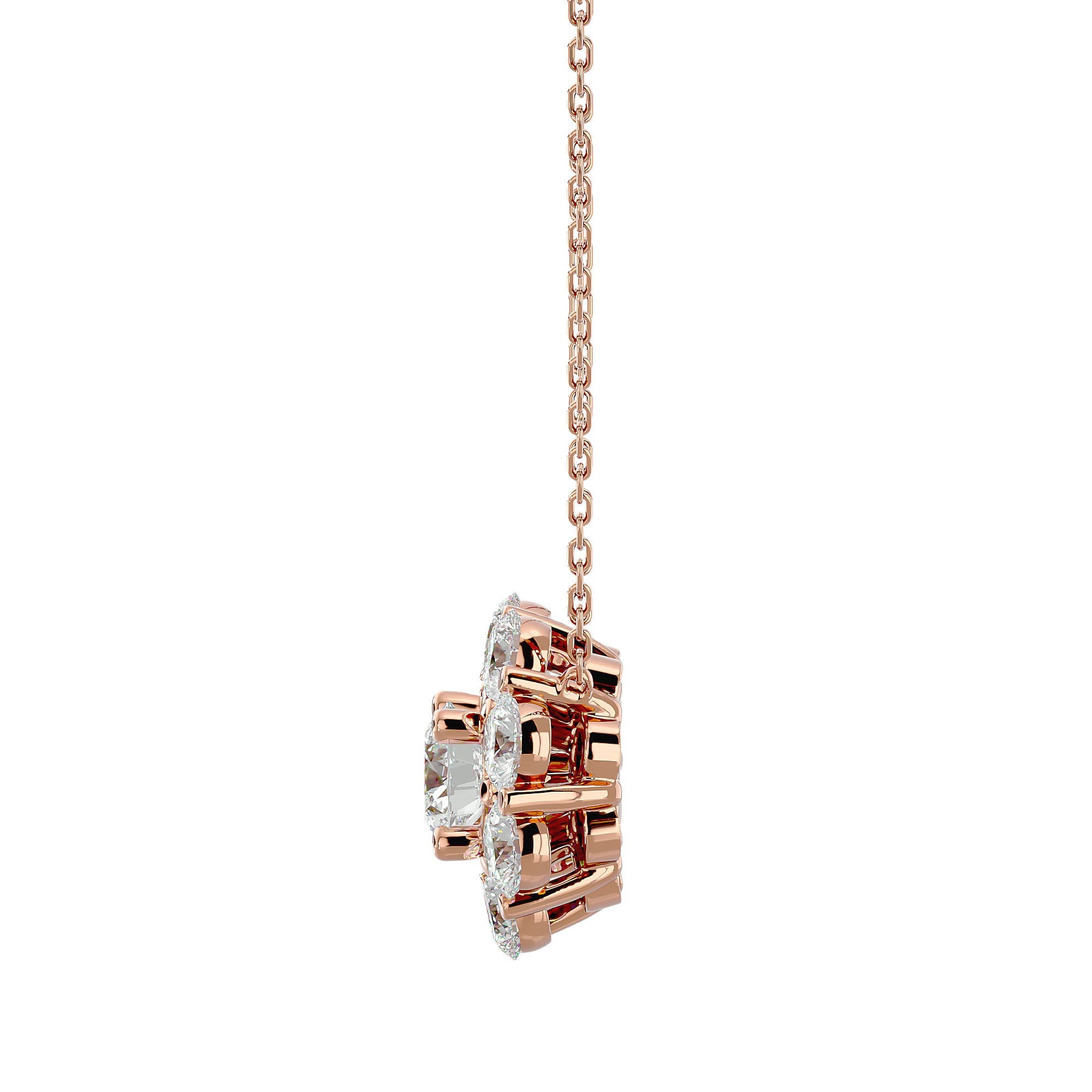 Lanț din Aur 14k cu Pandantiv Floare Eternă Diamante Create în Laborator de 0.93 ct din 14K Aur Roz - Castelo.ro