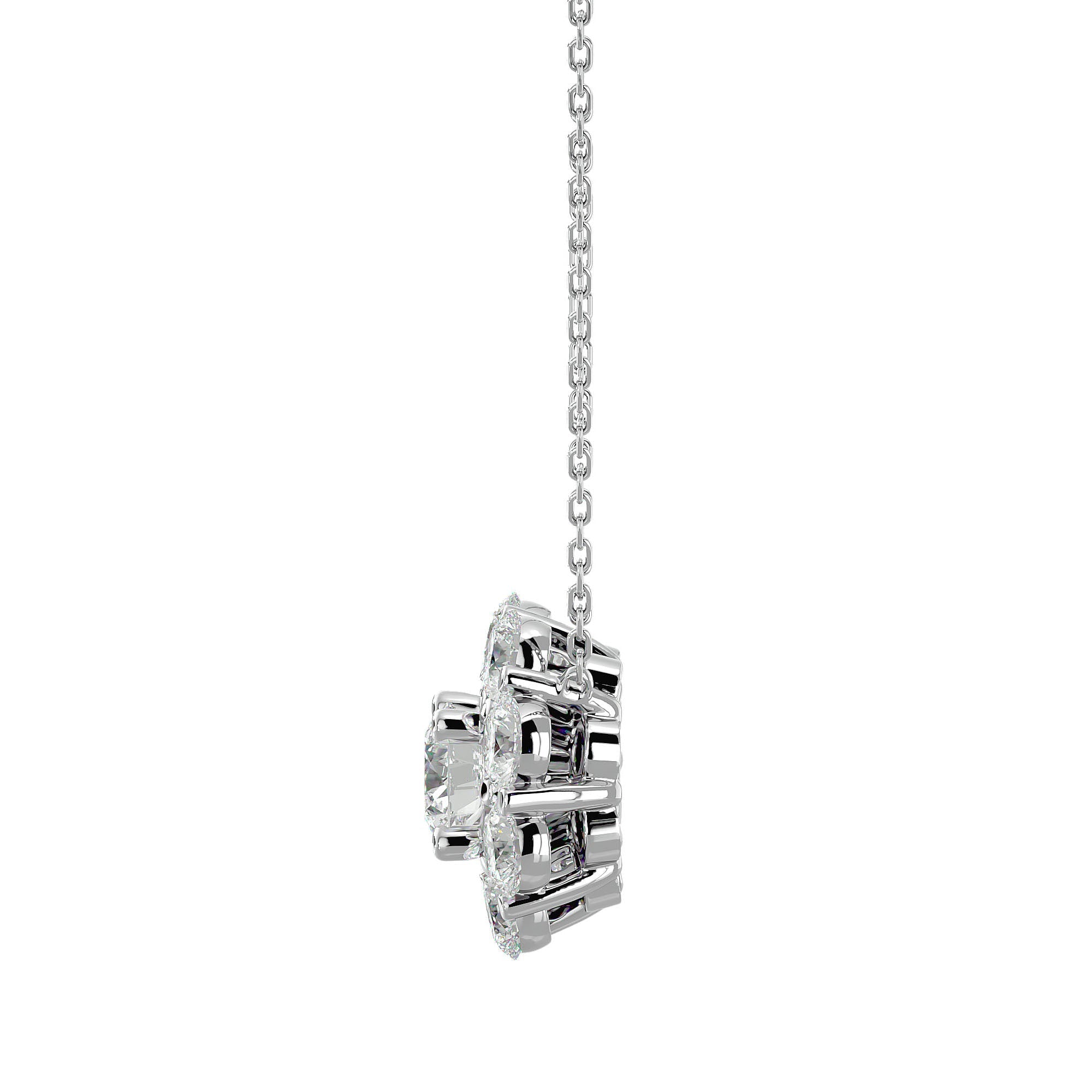 Lanț din Aur 14k cu Pandantiv Floare Eternă Diamante Create în Laborator de 0.93 ct din 14K Aur Alb - Castelo.ro