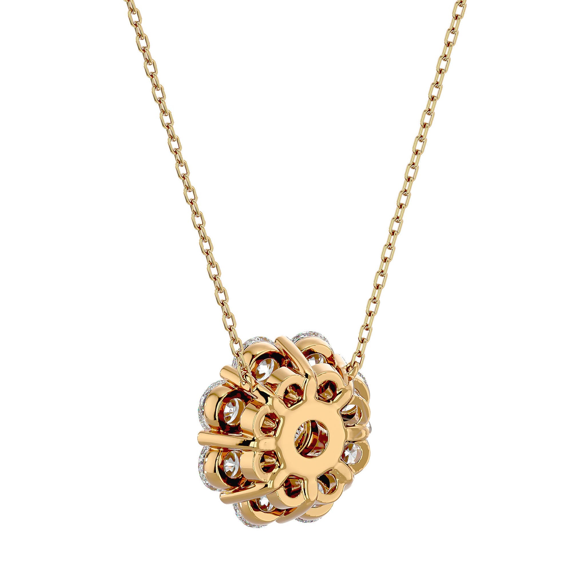 Lanț din Aur 14k cu Pandantiv Floare Eternă Diamante Create în Laborator de 0.93 ct din 14K Aur Galben - Castelo.ro