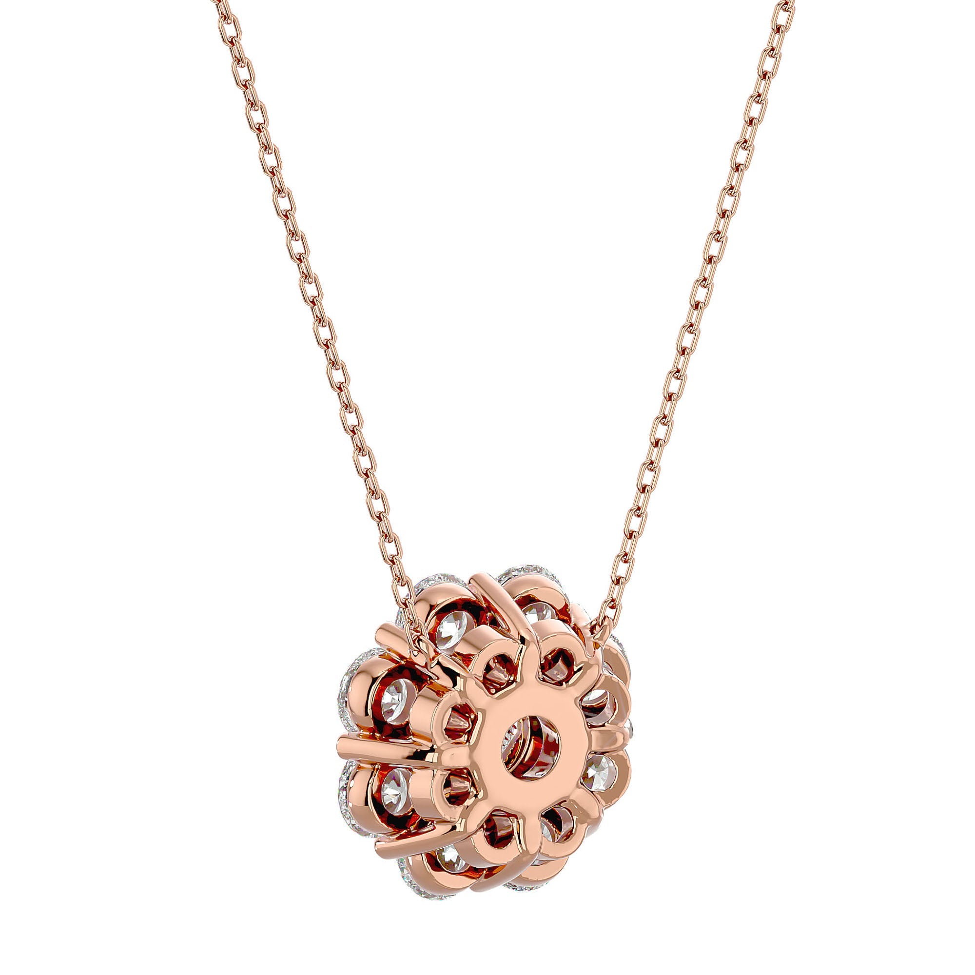 Lanț din Aur 14k cu Pandantiv Floare Eternă Diamante Create în Laborator de 0.93 ct din 14K Aur Roz - Castelo.ro