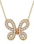 Lanț din Aur 14k cu Pandantiv Fluture din Diamante Create în Laborator de 0.31 ct din 14K Aur Galben - Castelo.ro