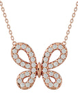 Lanț din Aur 14k cu Pandantiv Fluture din Diamante Create în Laborator de 0.31 ct din 14K Aur Roz - Castelo.ro