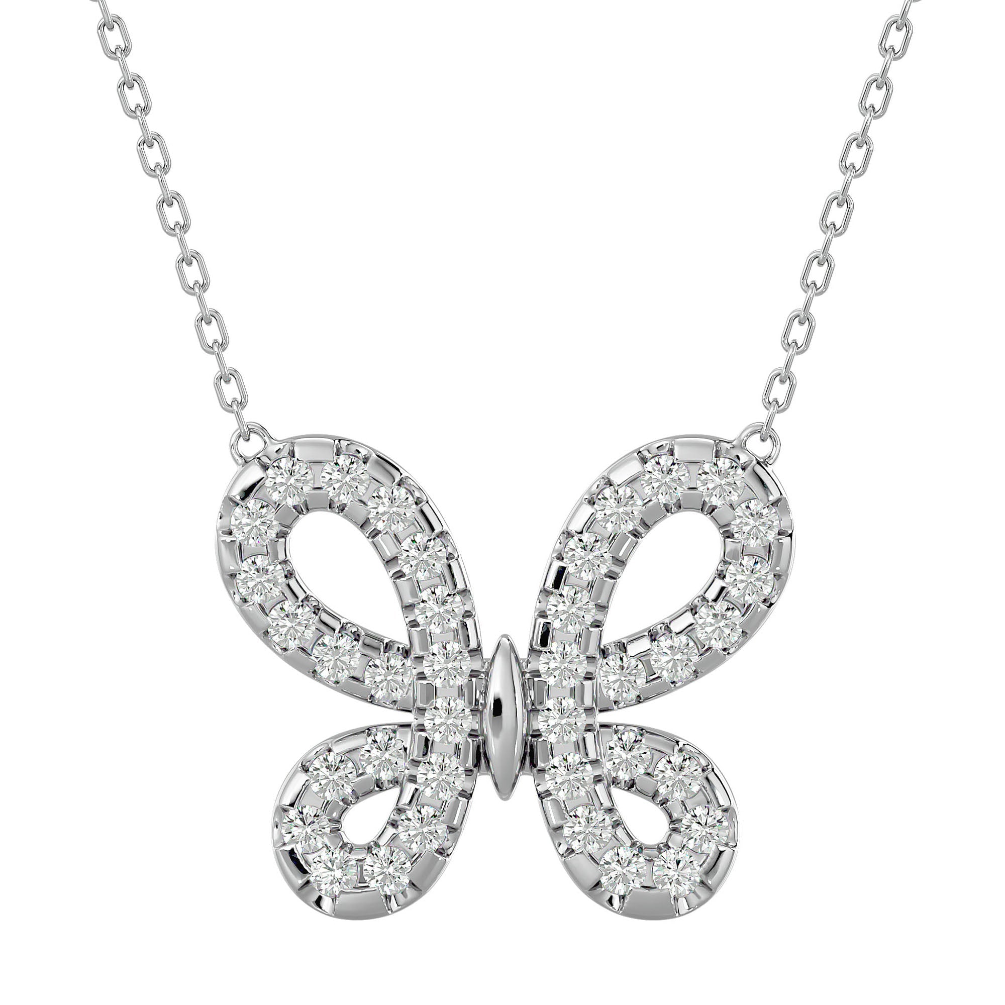 Lanț din Aur 14k cu Pandantiv Fluture din Diamante Naturale de 0.31 ct din 14K Aur Alb - Castelo.ro