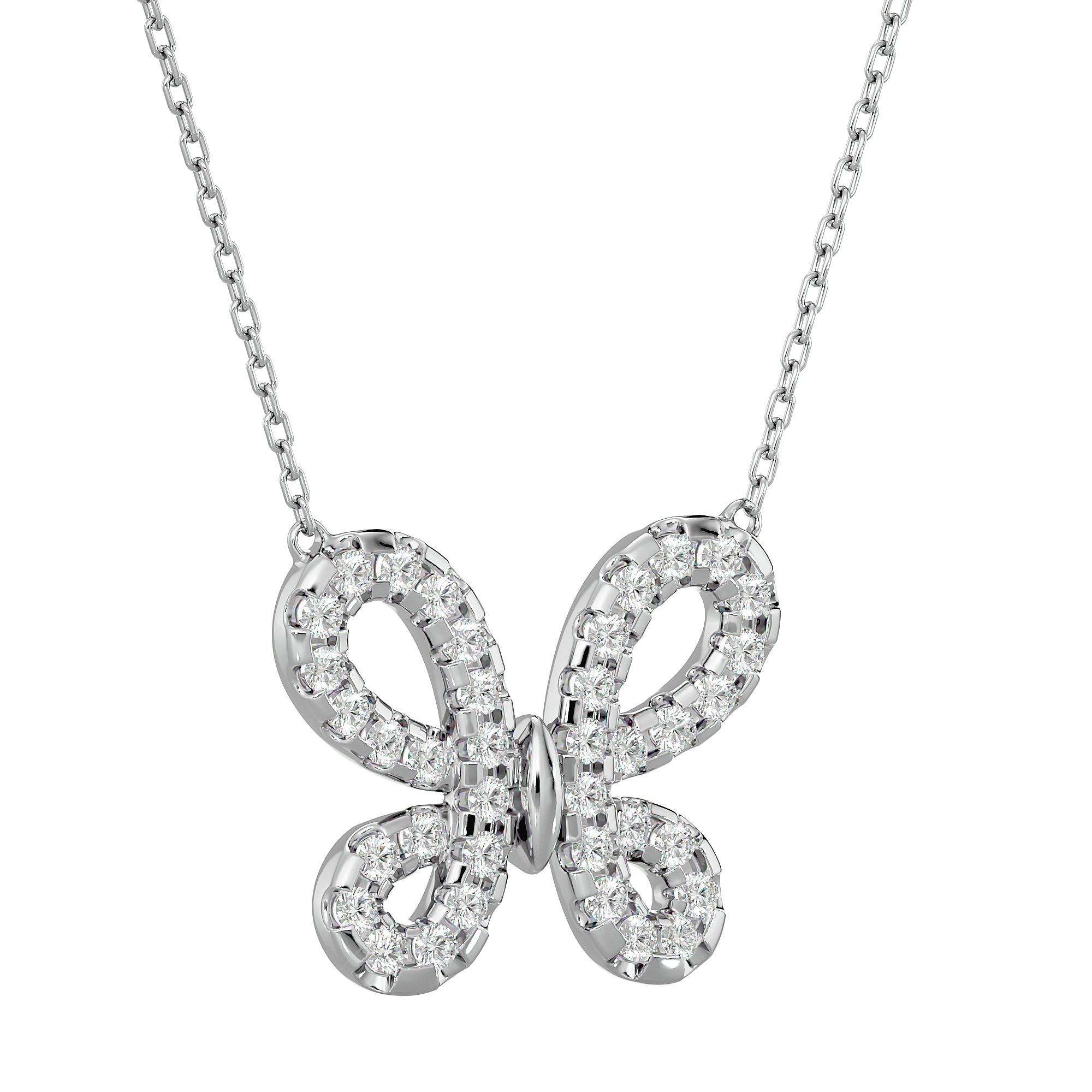 Lanț din Aur 14k cu Pandantiv Fluture din Diamante Naturale de 0.31 ct din 14K Aur Alb - Castelo.ro