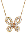 Lanț din Aur 14k cu Pandantiv Fluture din Diamante Create în Laborator de 0.31 ct din 14K Aur Galben - Castelo.ro
