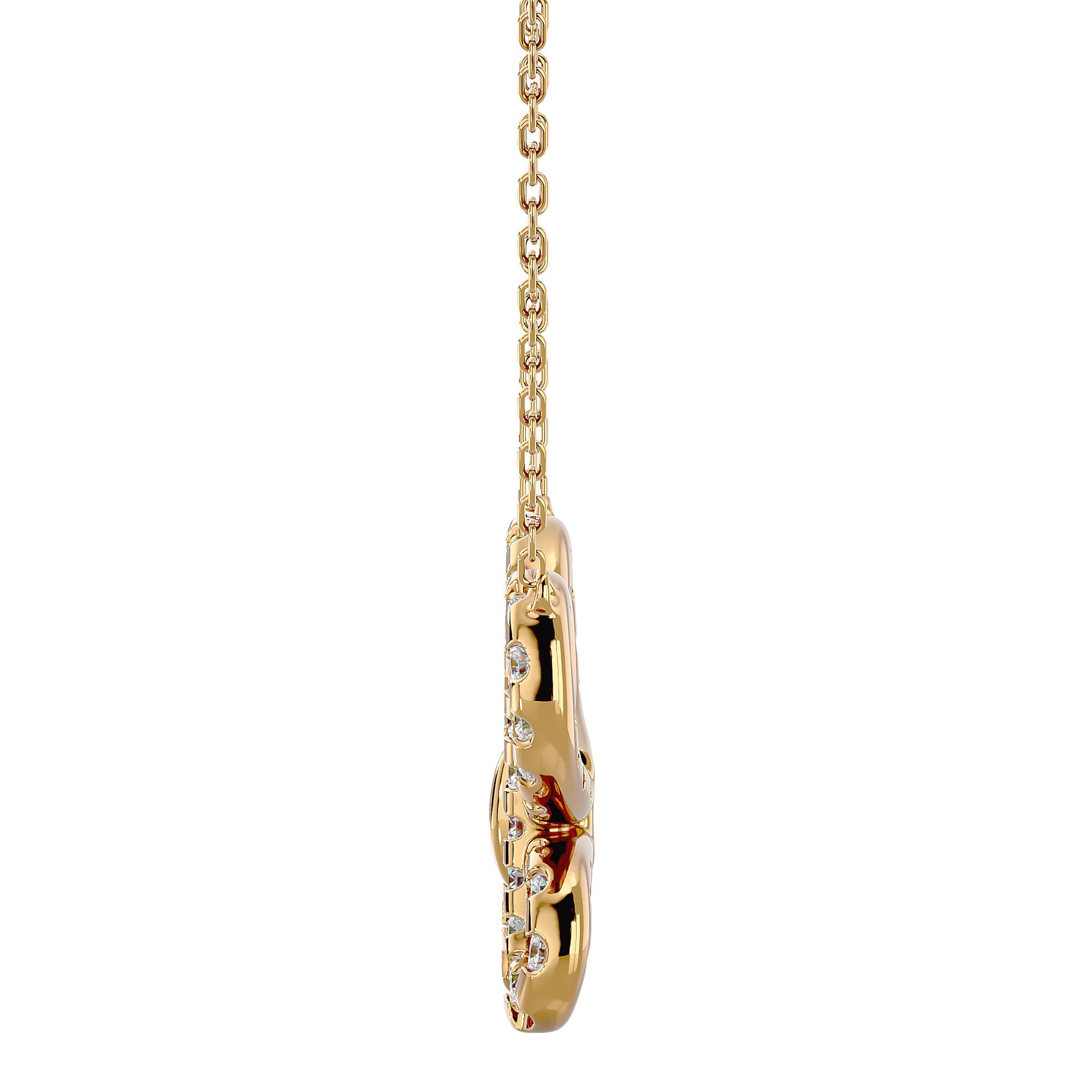 Lanț din Aur 14k cu Pandantiv Fluture din Diamante Create în Laborator de 0.31 ct din 14K Aur Galben - Castelo.ro