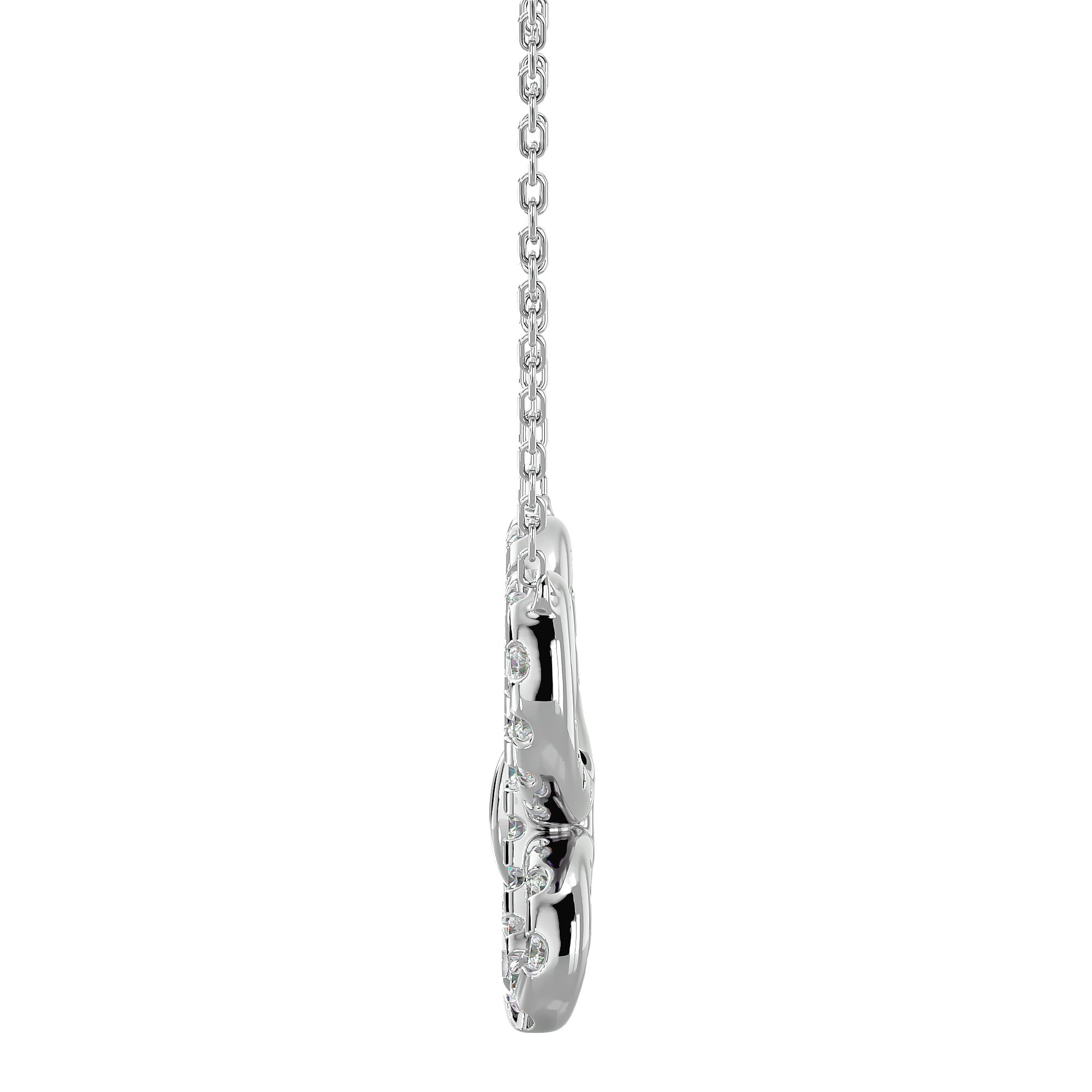 Lanț din Aur 14k cu Pandantiv Fluture din Diamante Create în Laborator de 0.31 ct din 14K Aur Alb - Castelo.ro