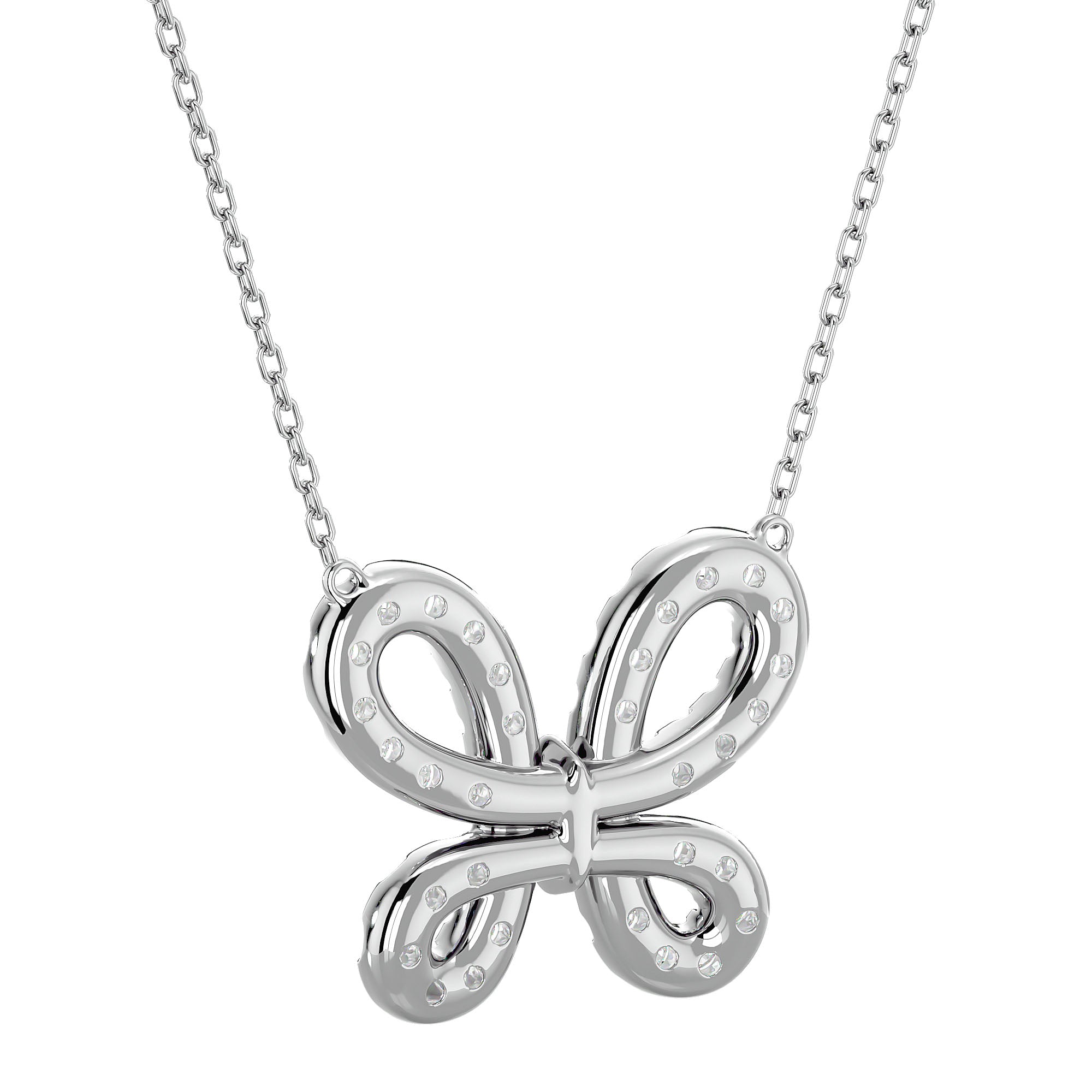 Lanț din Aur 14k cu Pandantiv Fluture din Diamante Naturale de 0.31 ct din 14K Aur Alb - Castelo.ro