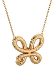 Lanț din Aur 14k cu Pandantiv Fluture din Diamante Create în Laborator de 0.31 ct din 14K Aur Galben - Castelo.ro