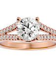 Inel de Logodnă din Aur 14k cu Diamante Naturale Tăietură Rotund Brilliant de 1.66 ct din 14k Aur Roz - Castelo.ro