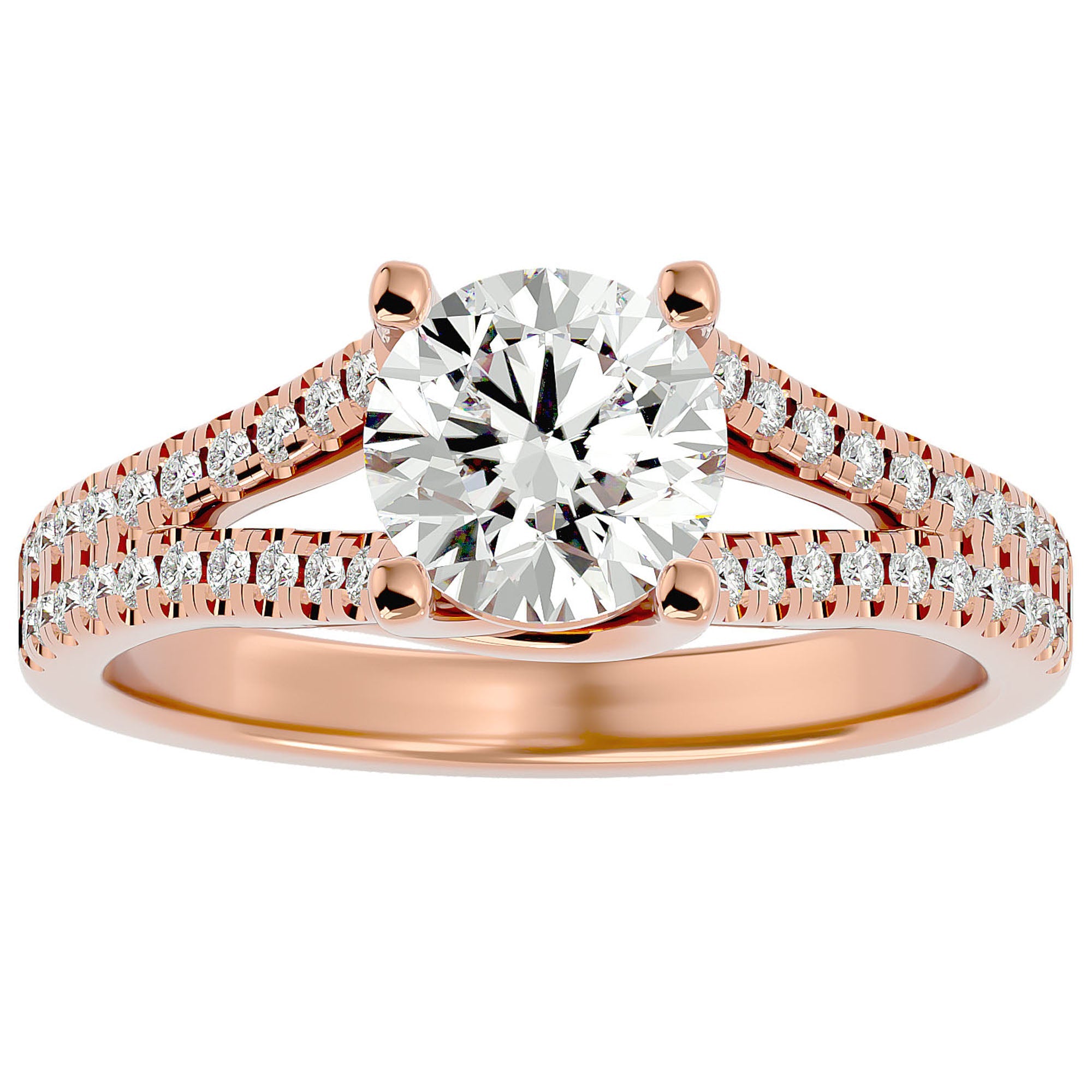 Inel de Logodnă cu Moissanite Tăietură Rotund Brilliant de 1.66 ct din 18k Aur Roz - Castelo.ro