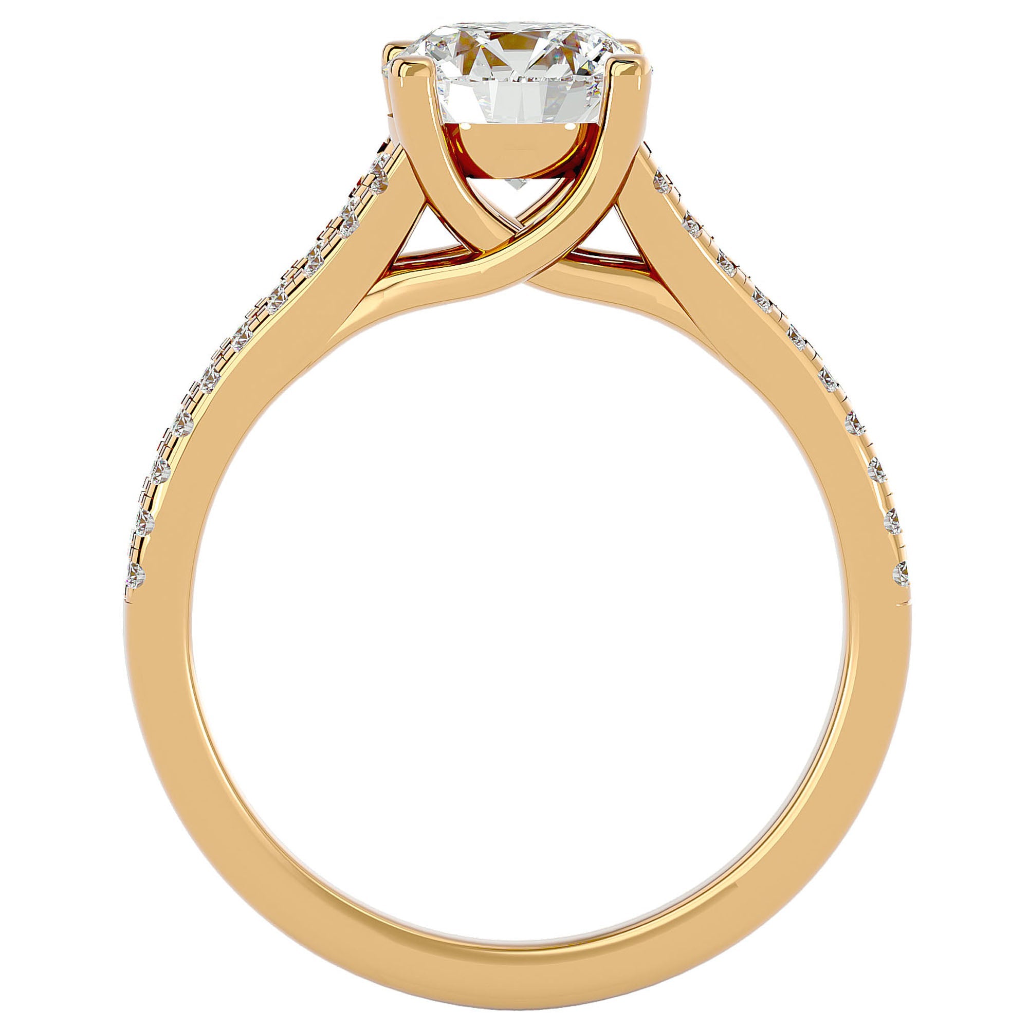 Inel de Logodnă cu Moissanite Tăietură Rotund Brilliant de 1.66 ct din 18k Aur Galben - Castelo.ro