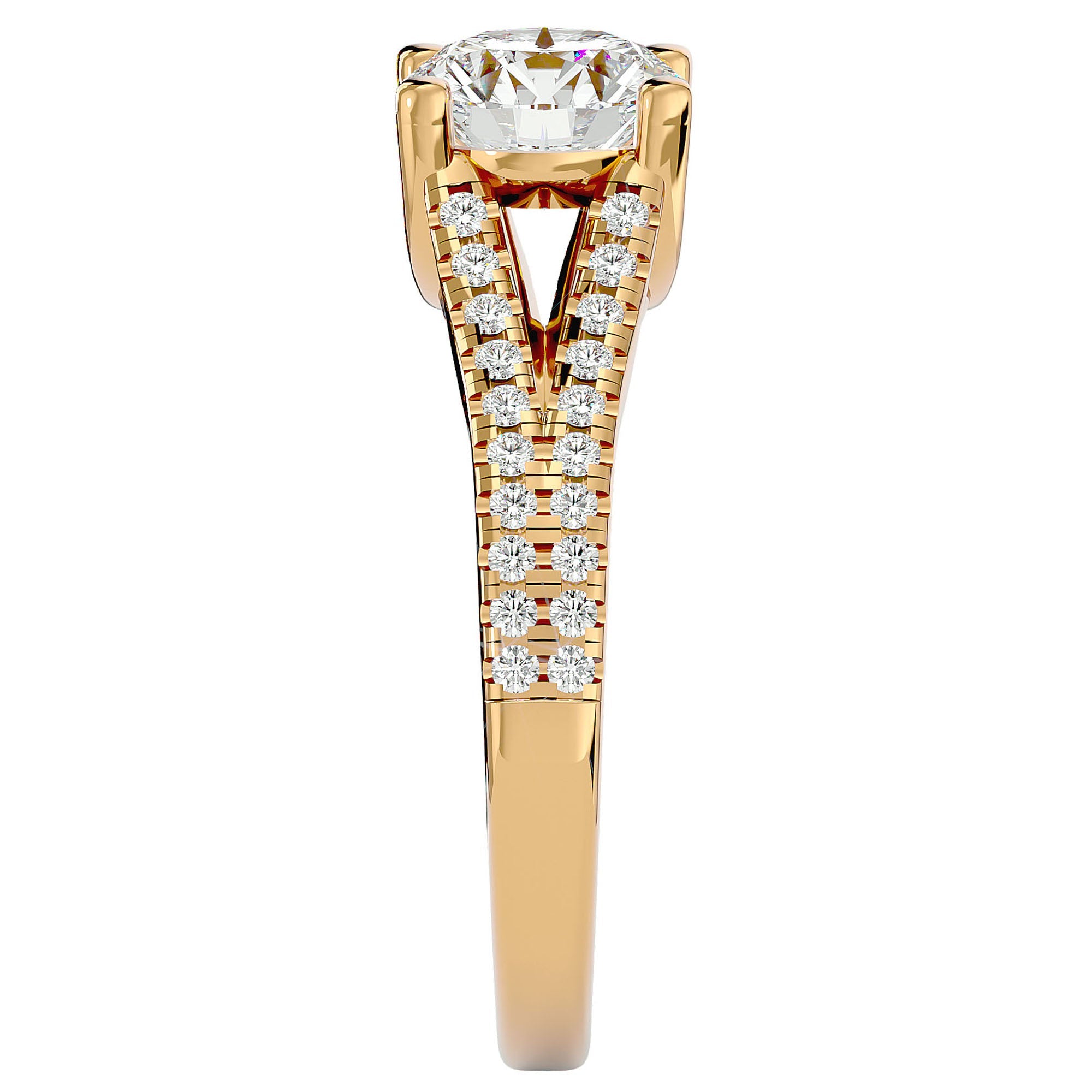 Inel de Logodnă cu Moissanite Tăietură Rotund Brilliant de 1.66 ct din 18k Aur Galben - Castelo.ro