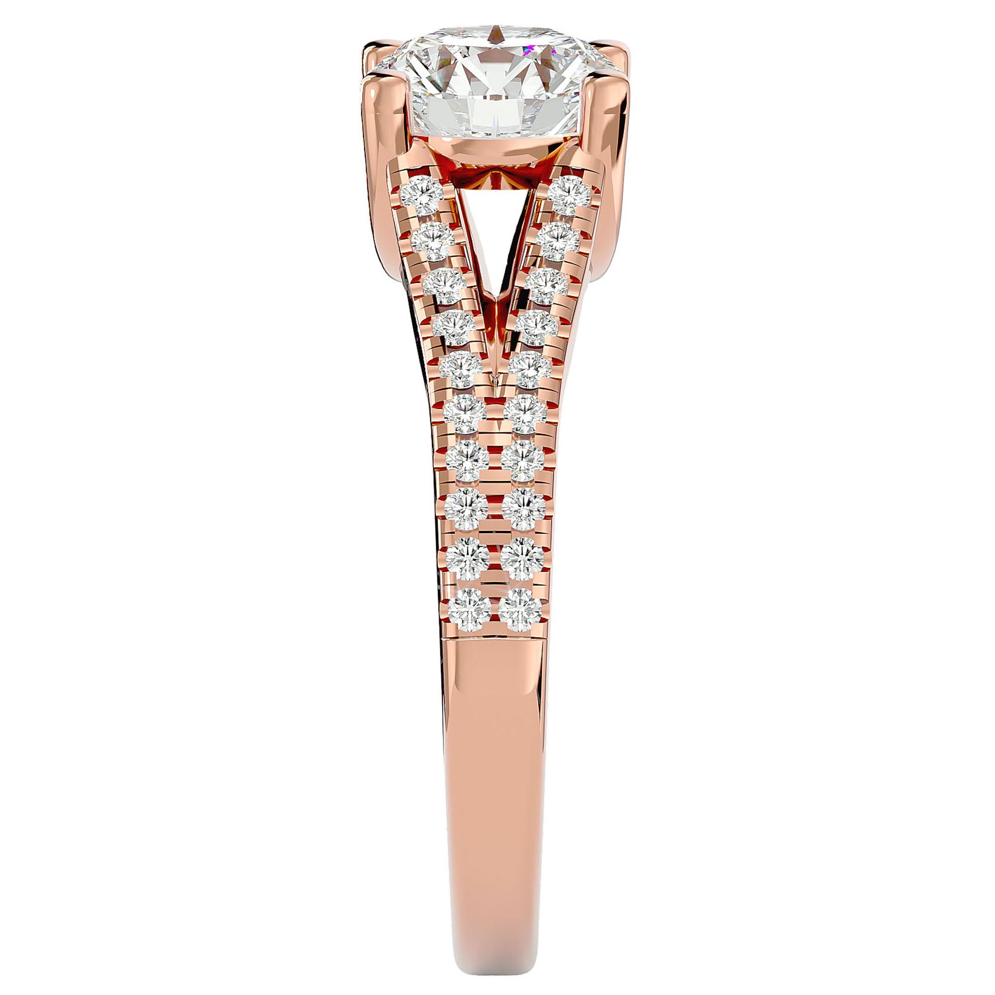 Inel de Logodnă cu Moissanite Tăietură Rotund Brilliant de 1.66 ct din 18k Aur Roz - Castelo.ro