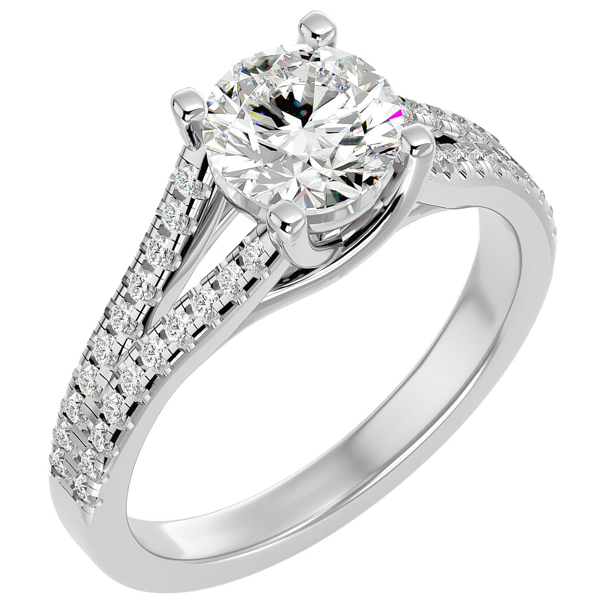 Inel de Logodnă cu Moissanite Tăietură Rotund Brilliant de 1.66 ct din Platina - Castelo.ro