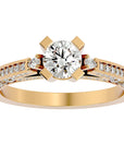 Inel de Logodnă din Aur 14k cu Moissanite Rotund Brilliant de 0.39 ct din 14k Aur Galben - Castelo.ro