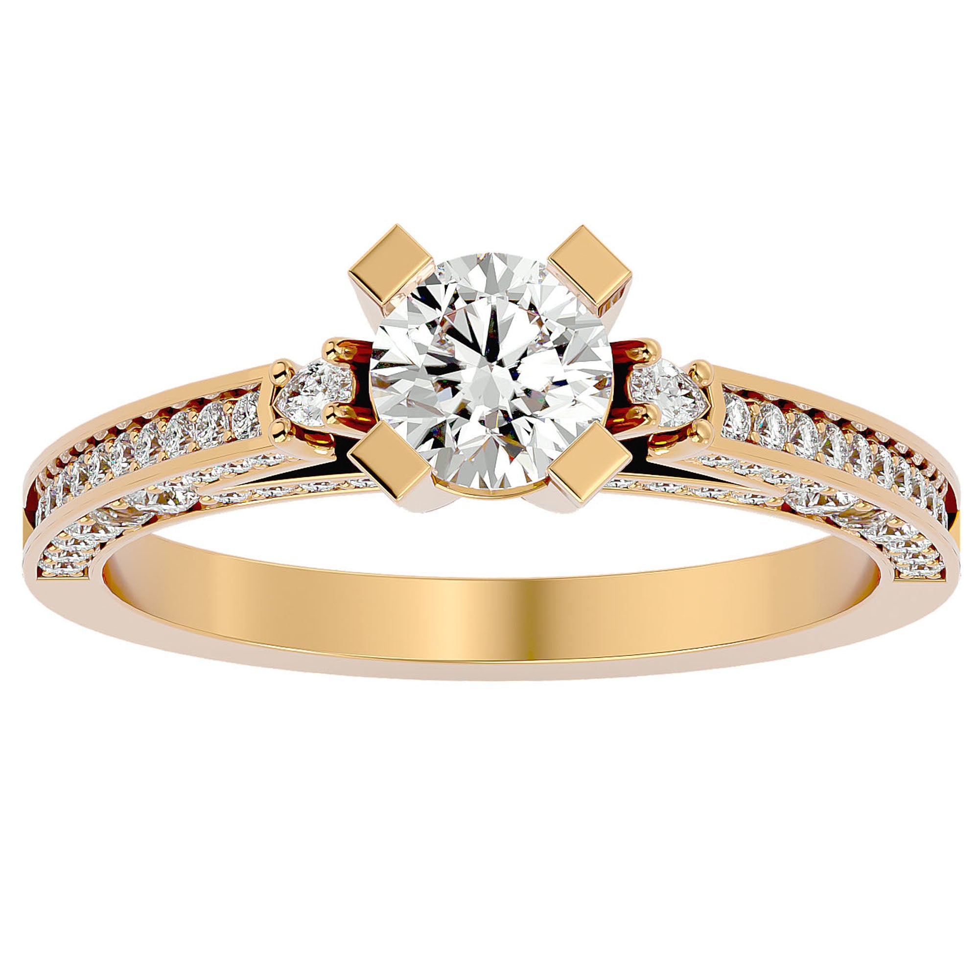 Inel de Logodnă cu Diamante Create în Laborator Rotund Brilliant de 0.39 ct din 18k Aur Galben - Castelo.ro